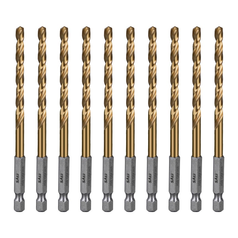 SALI Cobalt Drill Bit Set,10 Pack 13/64 Inch High Speed Steel Hex Shank Jobber Drill Bits, for Hardwood, Aluminum,Metal,Copper,Alloyed Steel - Image 1
